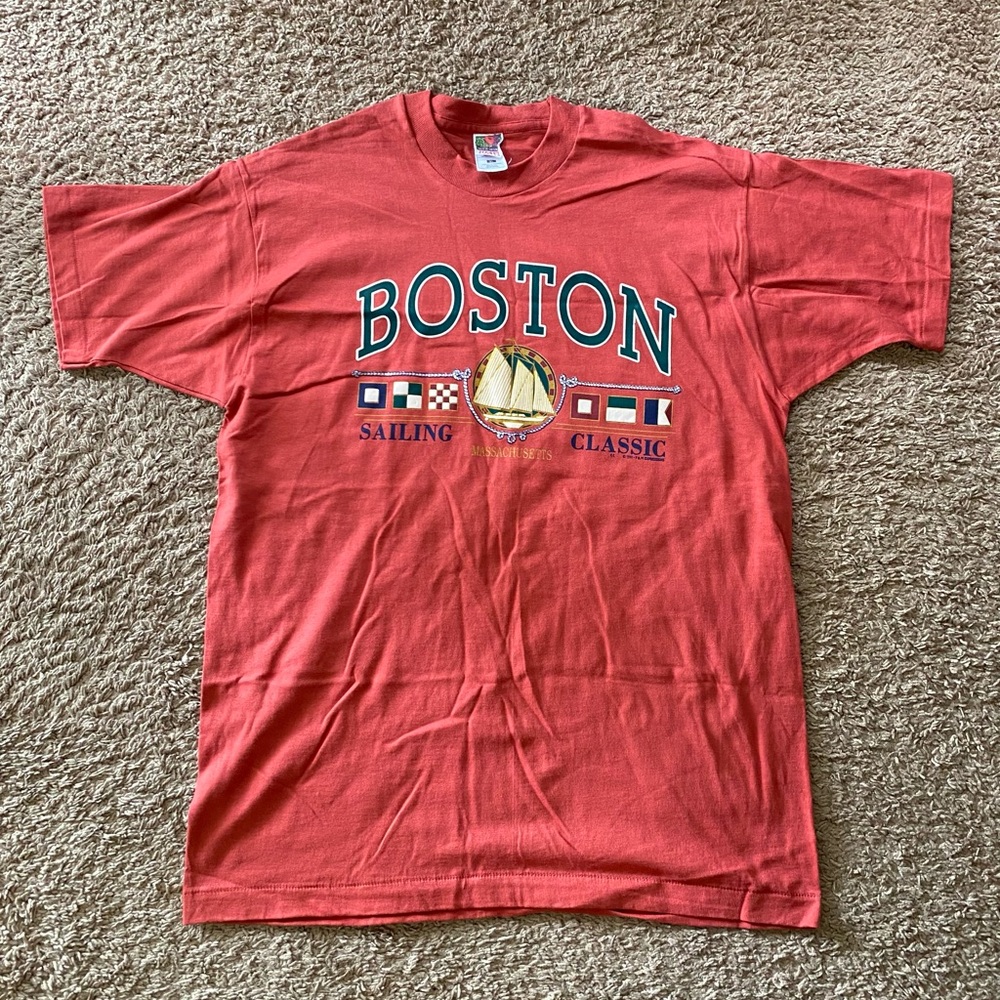 Vintage fruit of loom Boston Massachusetts sailing classic men’s t-shirt sz XL